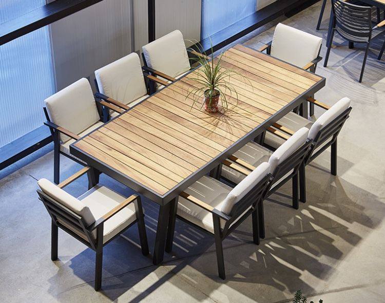 Обеденная группа на 8 персон (графит и дерево)